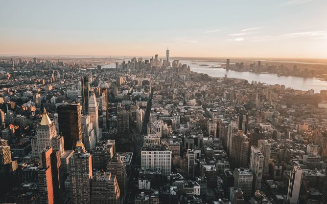 Overhead view of New York skyline