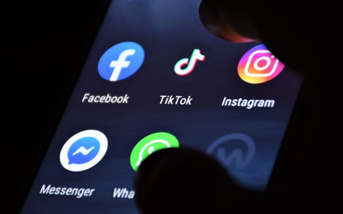 Screen showing social media apps